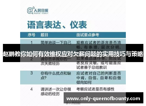 赵鹏教你如何有效维权应对欠薪问题的实用技巧与策略